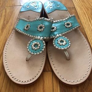Jack Rogers Blue and Silver Sandals Size 10